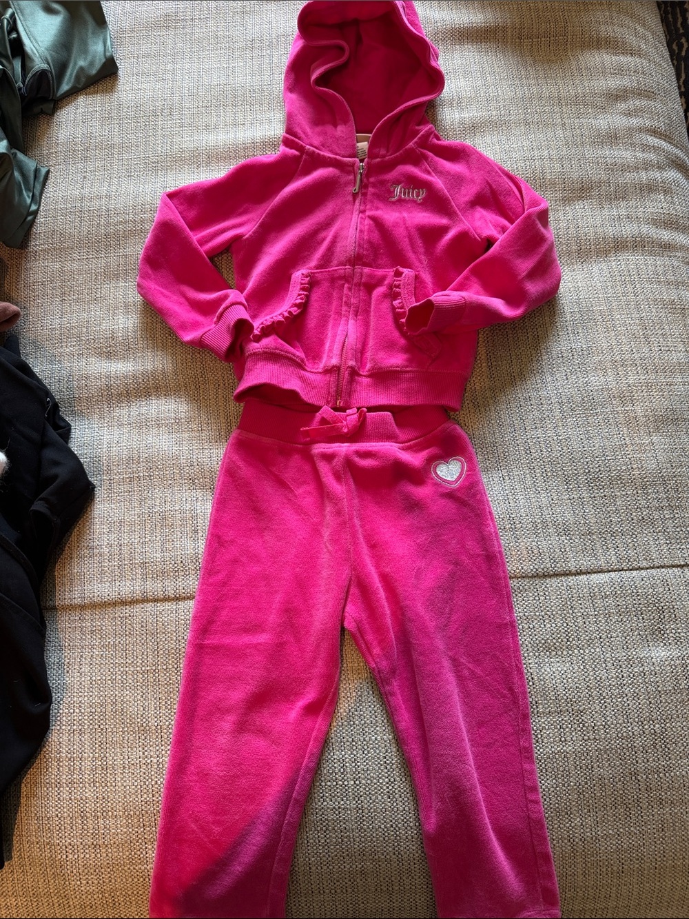 Juicy Couture Girls Hot Pink Velour Hoodie & Joggers Set